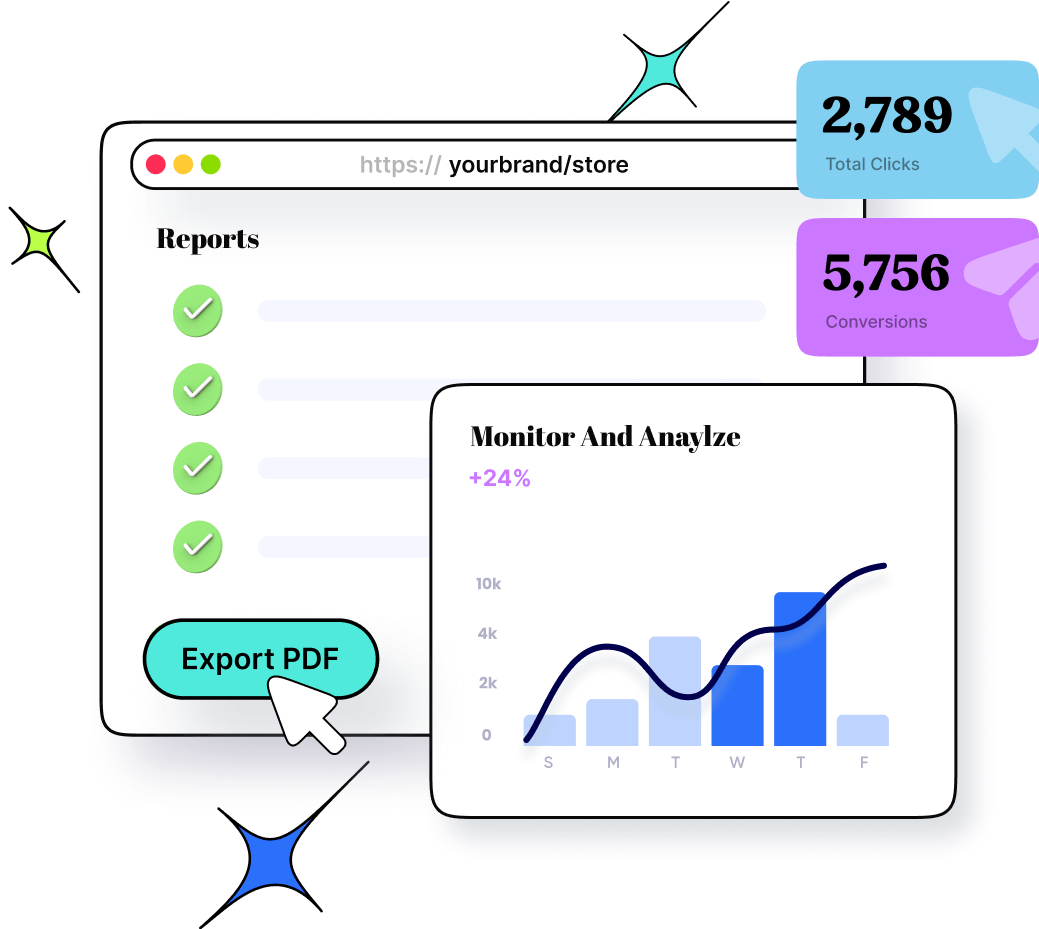 Downloadable reports for link tracking